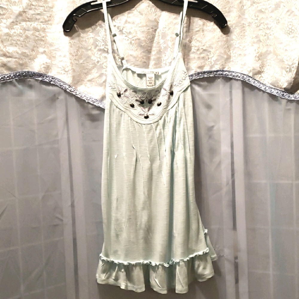 AMERICAN RAG BLUE BEADED SLIP DRESS SZ XS